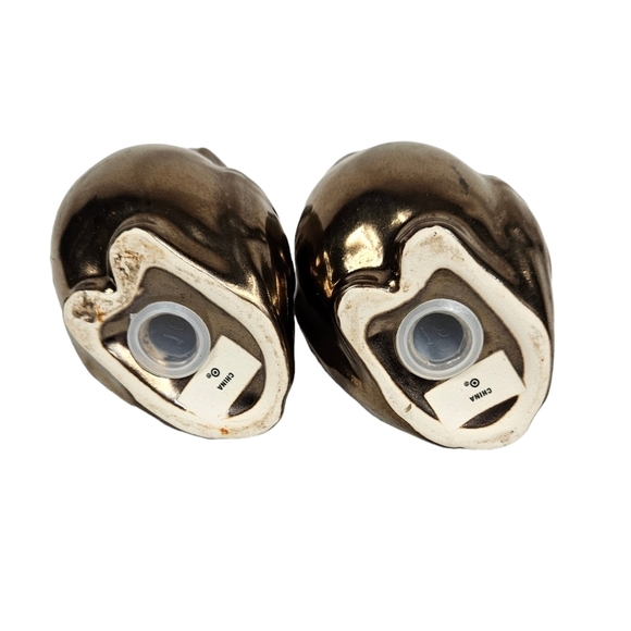 Bronze Porcelain Owl Couple‎ Salt & Pepper Shakers Set of 2 R4 - Picture 7 of 8